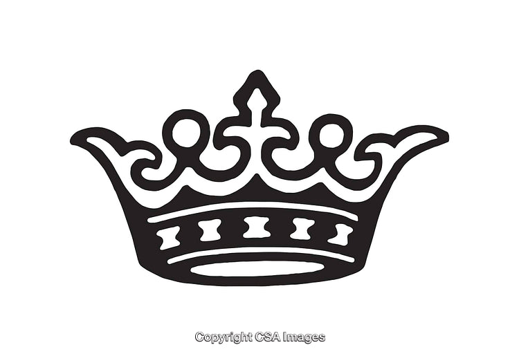 Elegant Black and White Crown Icon with Ornate Design