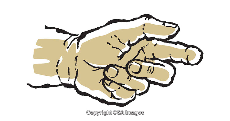 Illustrated Hand Pointing Right in Vintage Artistic Style