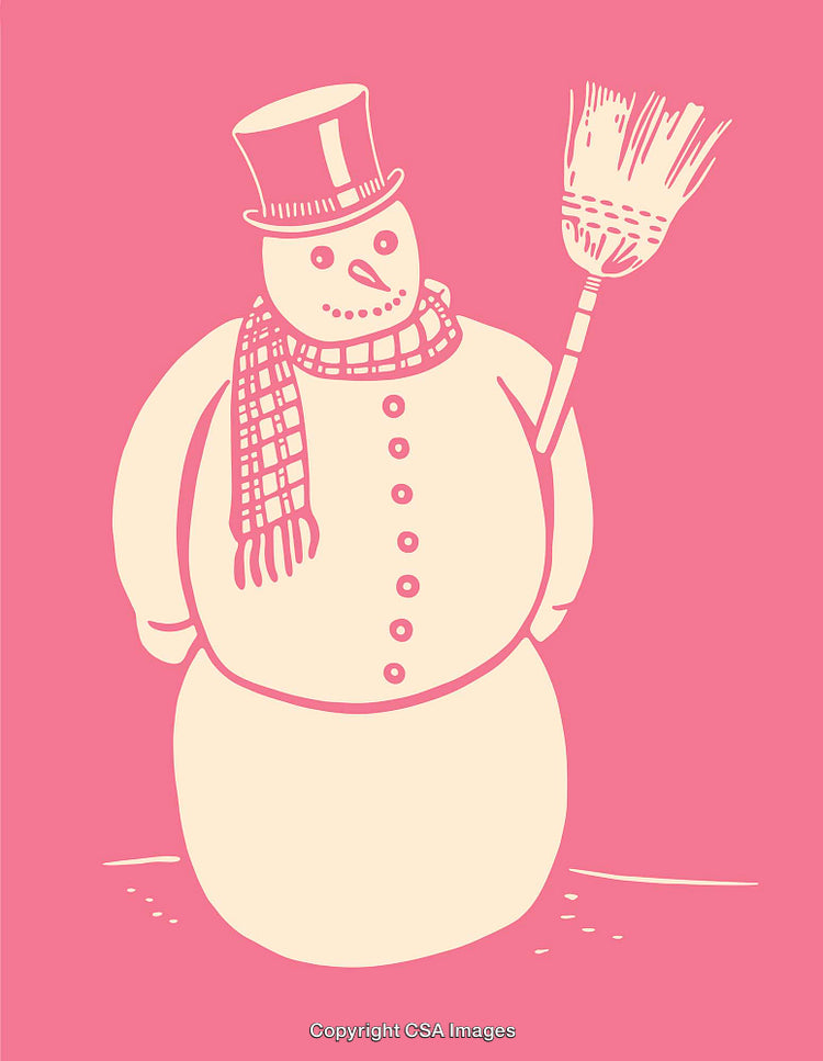 Vintage Styled Snowman Illustration with Top Hat and Scarf