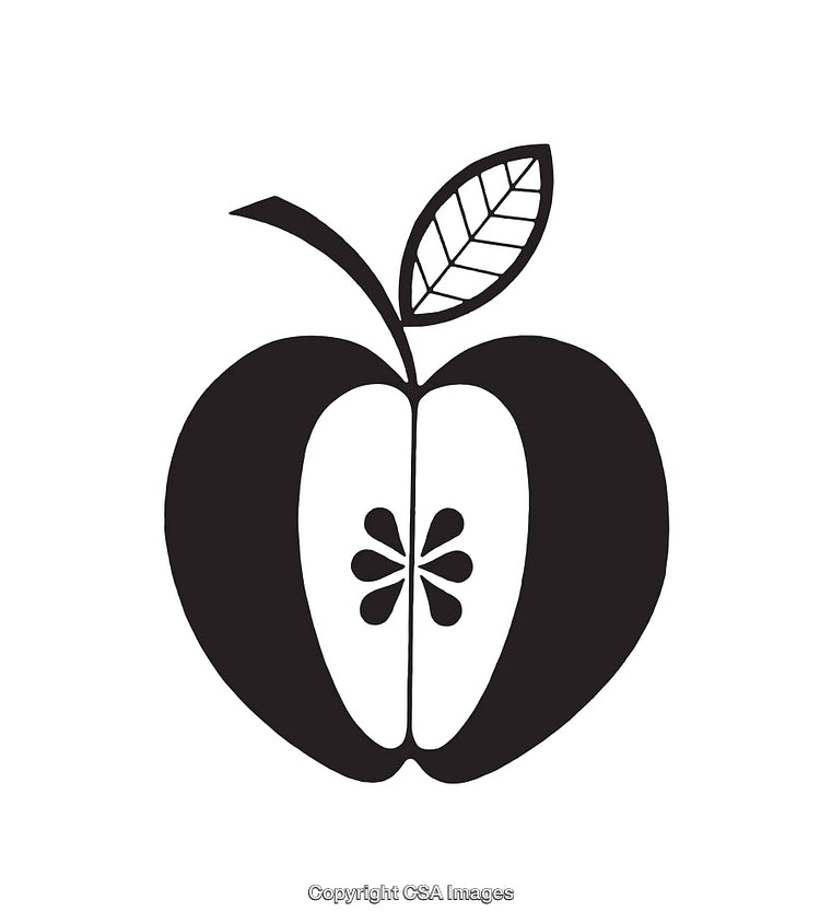 Black and White Icon of an Apple Cross Section