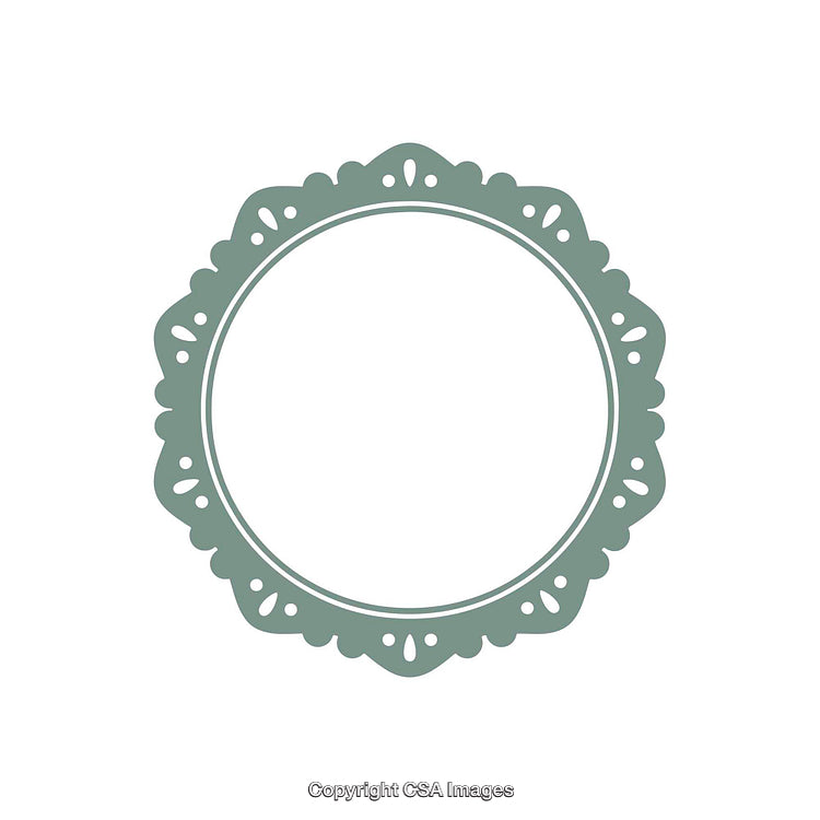 Circular Ornamental Design with Intricate Border on White Background