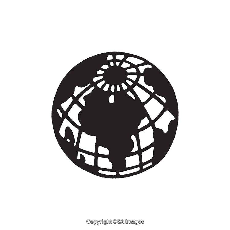 Monochrome Illustration of a Globe With Structured Design Details