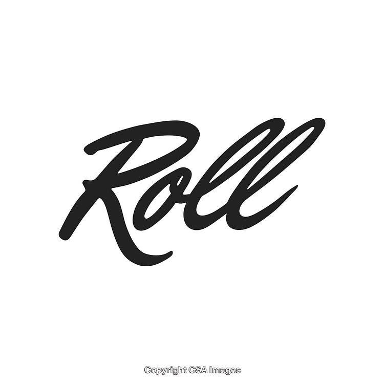 Stylish Handwritten Brush Calligraphy Spelling the Word 'Roll' in Black Ink