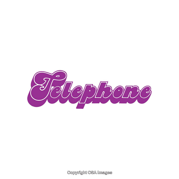 Vintage Purple Telephone Text Logo with Funky Retro Style Design