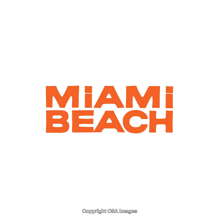 Bold Miami Beach Text Design with Orange Lettering on White Background