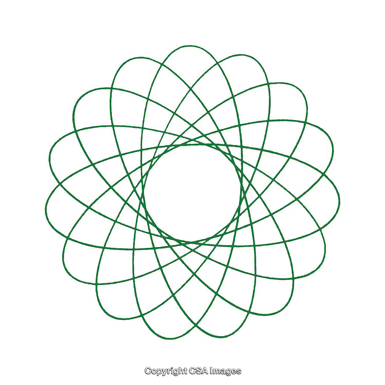Abstract Green Geometric Shape Design with Intersecting Loops