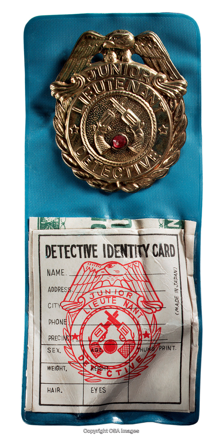 Vintage Junior Detective Badge and Identity Card with Detailed Insignia