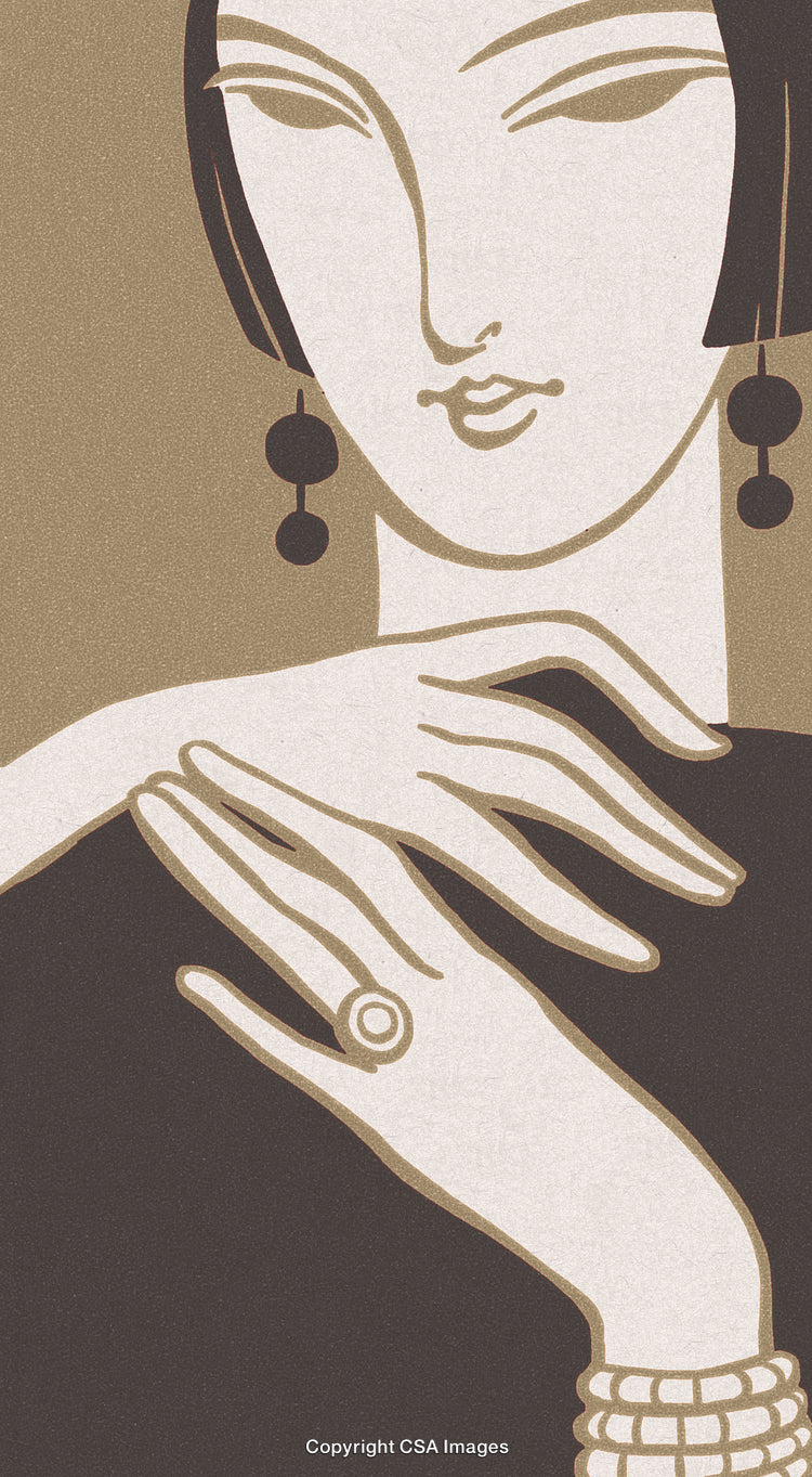 Vintage Styled Woman Illustration With Decorations and Elegance