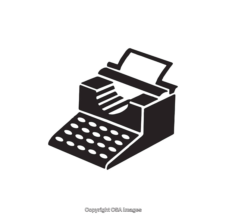 Black and White Typewriter Icon with Minimalist Design