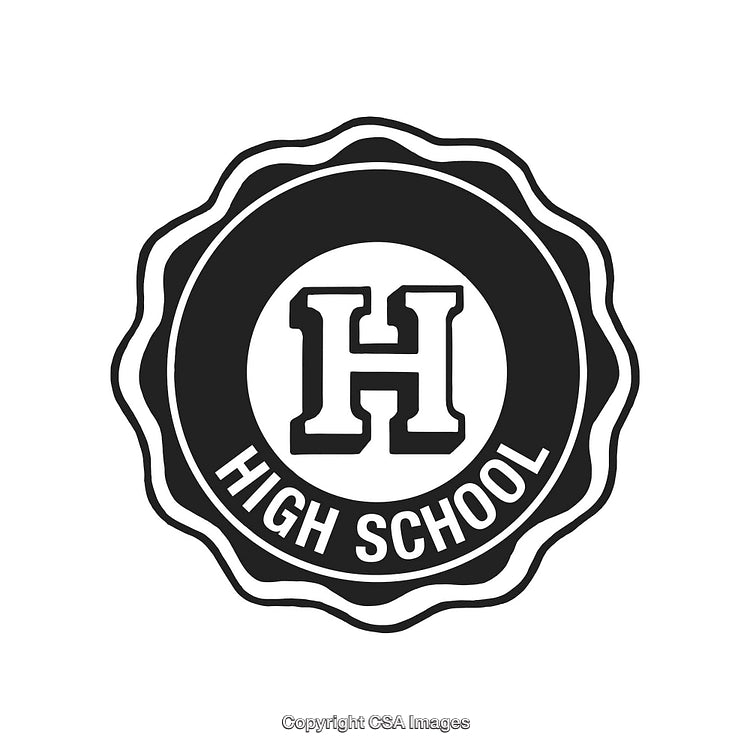 Monochrome High School Emblem With Letter H in Bold Design
