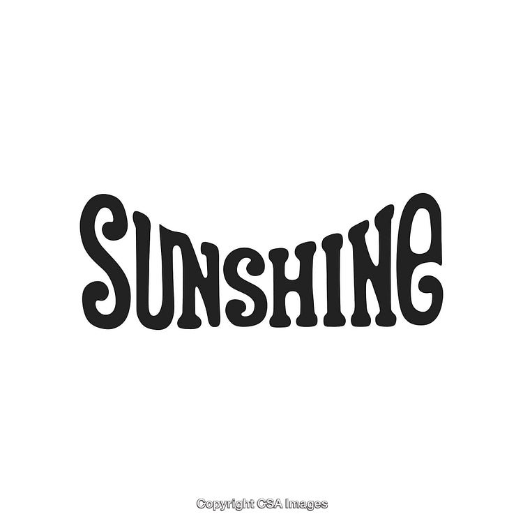 Retro Style Black Sunshine Text Design Isolated on White Background