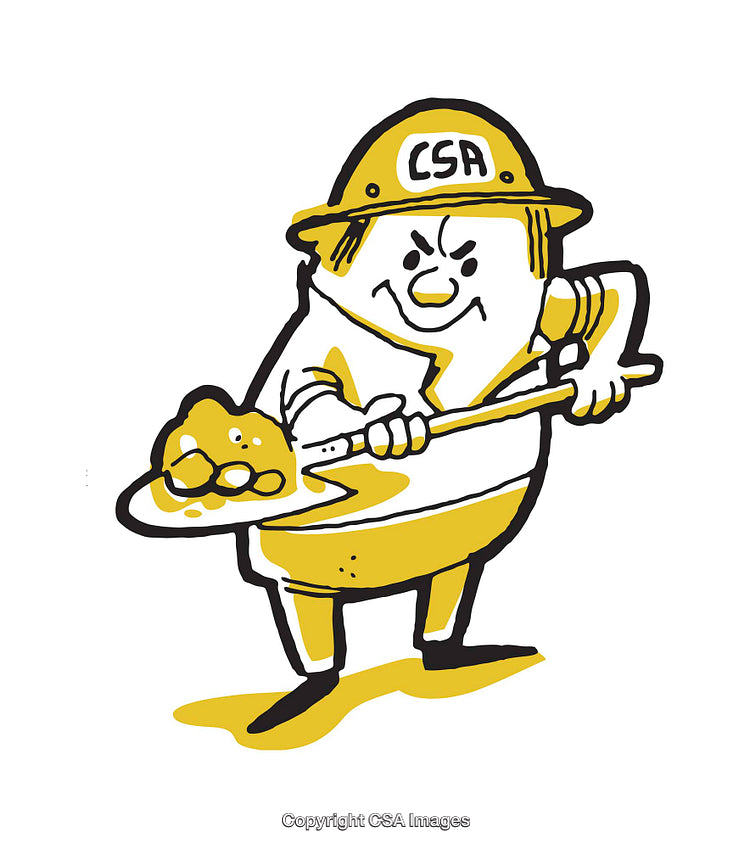 Color Illustration of a Worker Holding a Shovel with Determined Expression