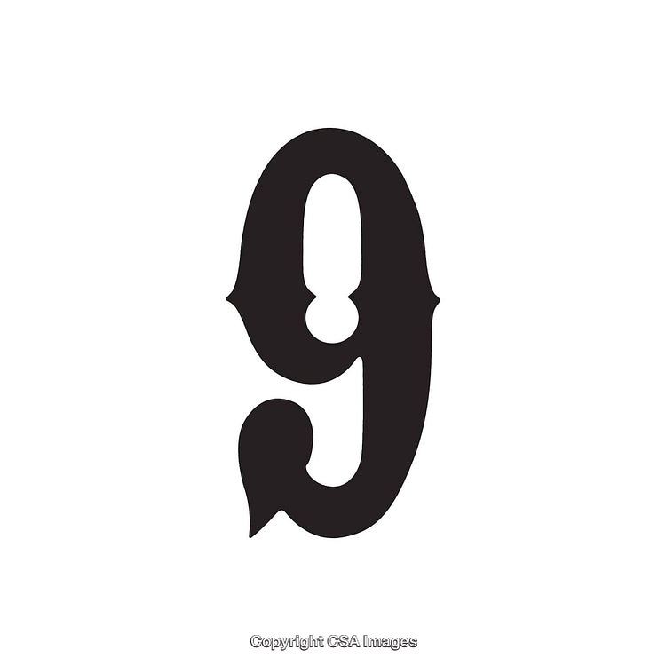 Stylized Black Number Nine Design on a White Background