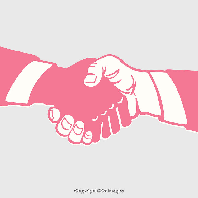 Stylized Illustration of Two Hands in a Business Handshake