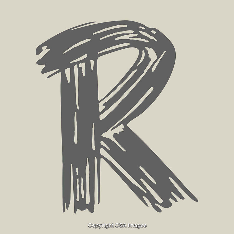Abstract Hand-Drawn Sketch of the Letter R on Beige Background