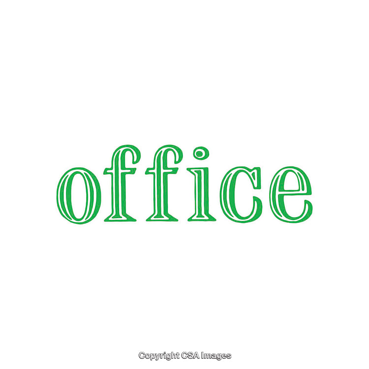 Green Text Depicting the Word Office on a White Background