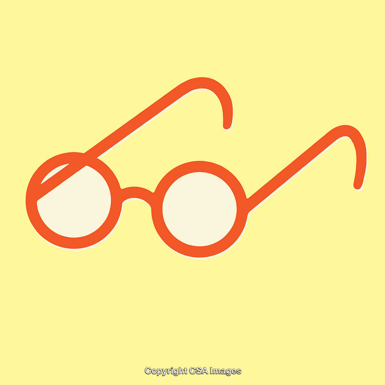 Minimalist Illustration of Round Glasses with Bright Colors and Clean Design