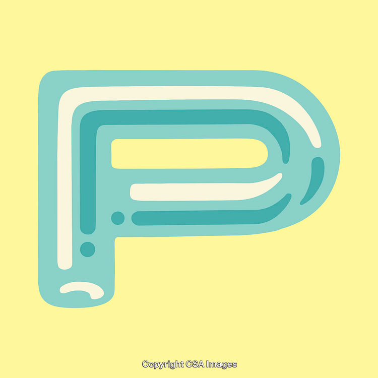 Stylized Letter P in Blue on Light Yellow Background
