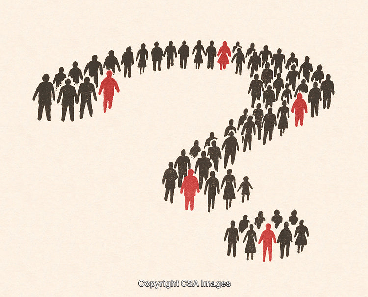 Crowd of People Forming a Large Question Mark Symbol