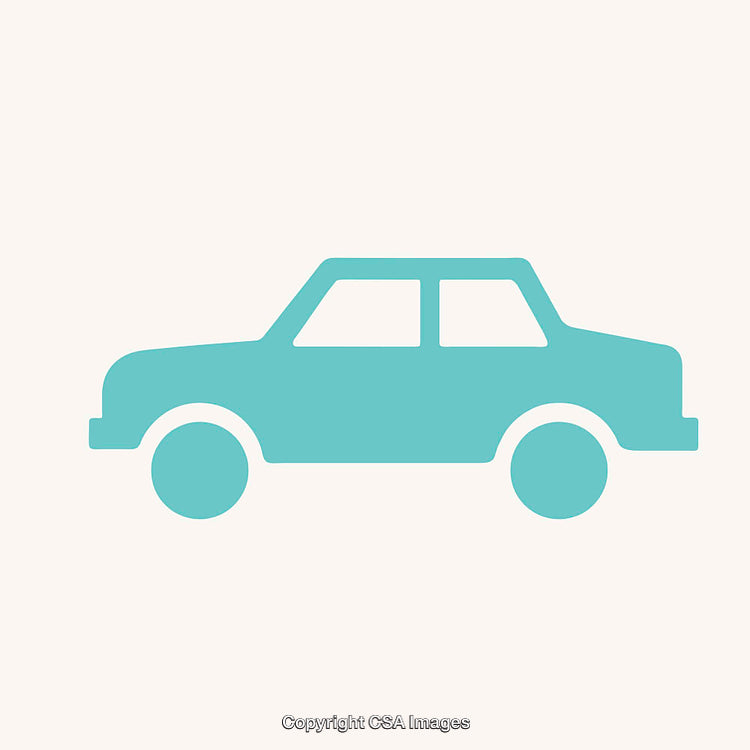 Minimalist Blue Car Silhouette Icon Symbolizing Transportation and Travel