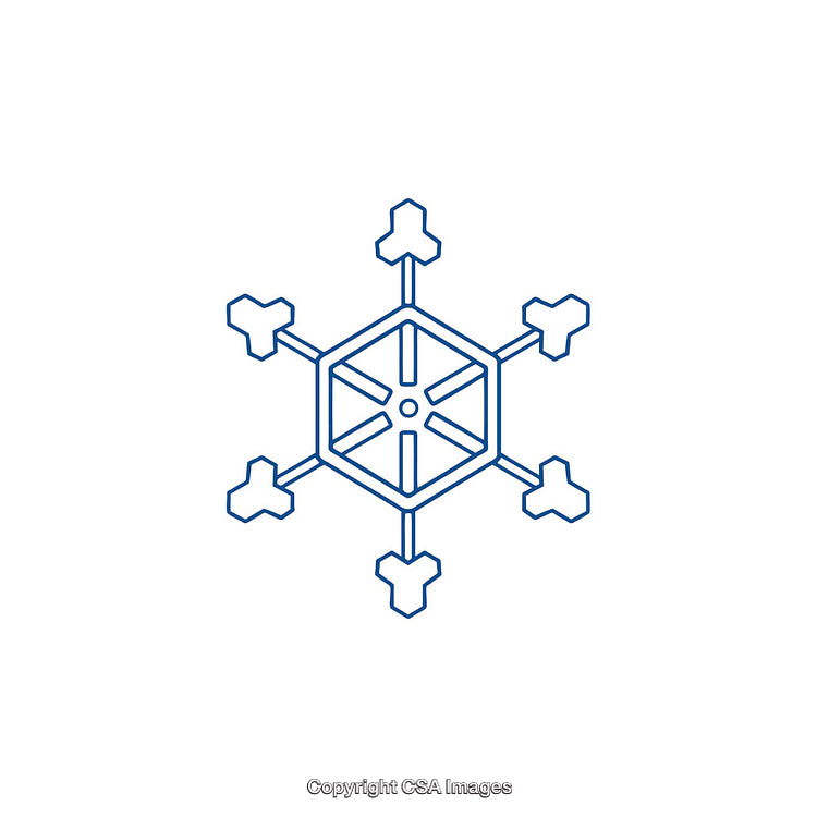 Minimalist Blue Snowflake Shape on White Background