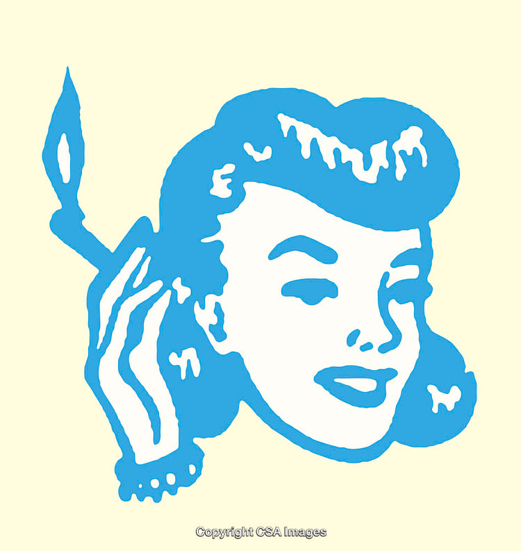 Vintage Stylized Retro Illustration of a Woman in Profile