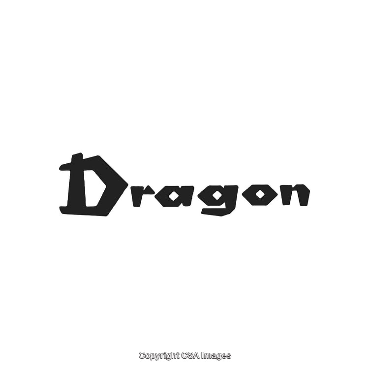 Stylized Word 'Dragon' Rendered in Bold Black Letters on White Background
