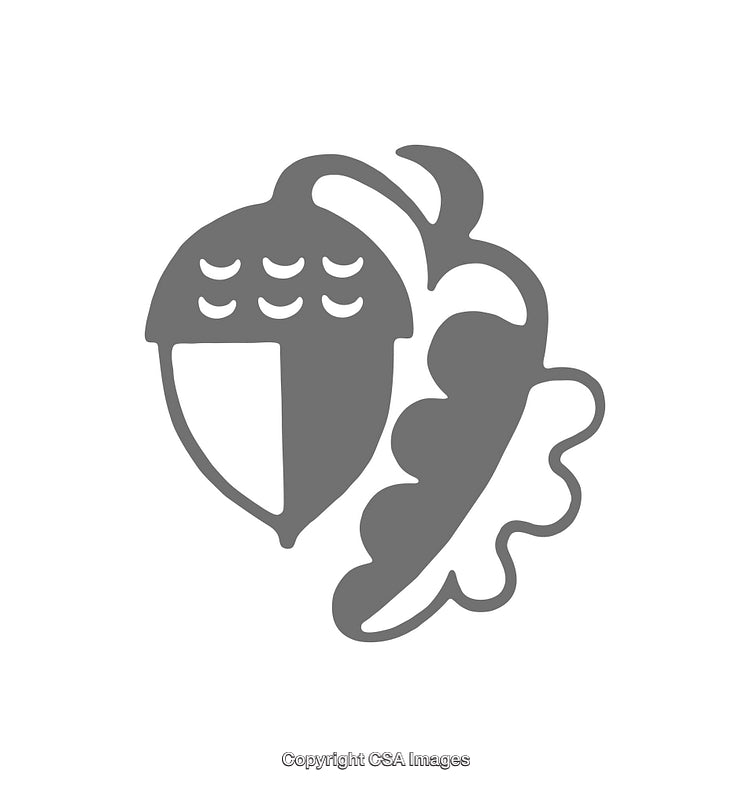 Stylized Icon of an Acorn with Oak Leaves in Monochrome Style