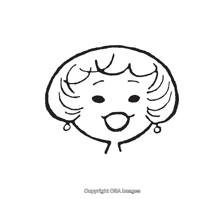 Smiling Face Line Art of a Woman with Earrings and Short Hair