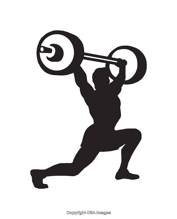 Silhouette of an Athlete Performing an Overhead Weightlifting Maneuver