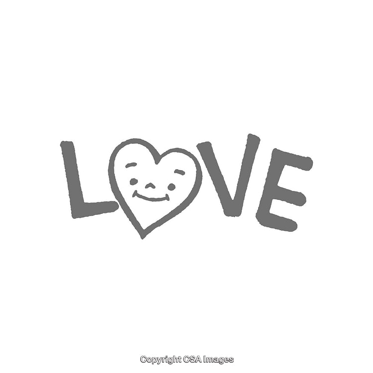 Minimalistic Word Art with Smiling Heart Representing the Theme of Love