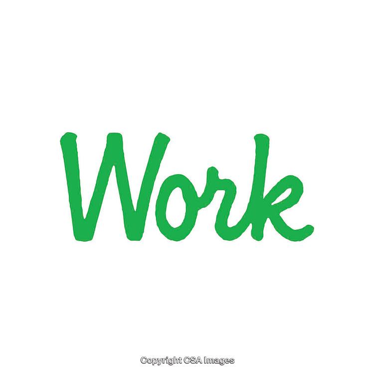 Green Scripted Word Work on White Background Art Print