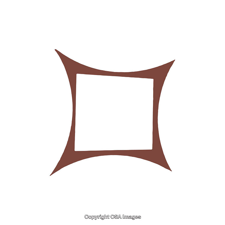 Abstract Brown Curved Shape with Quadrilateral Design on White Background