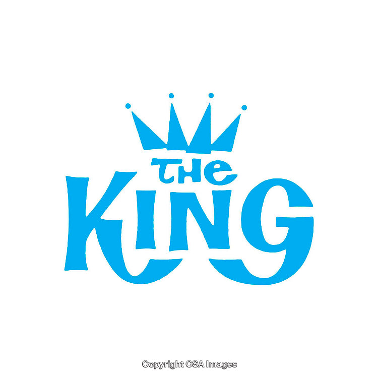 Blue Crown and Text Design with the Phrase 'The King'