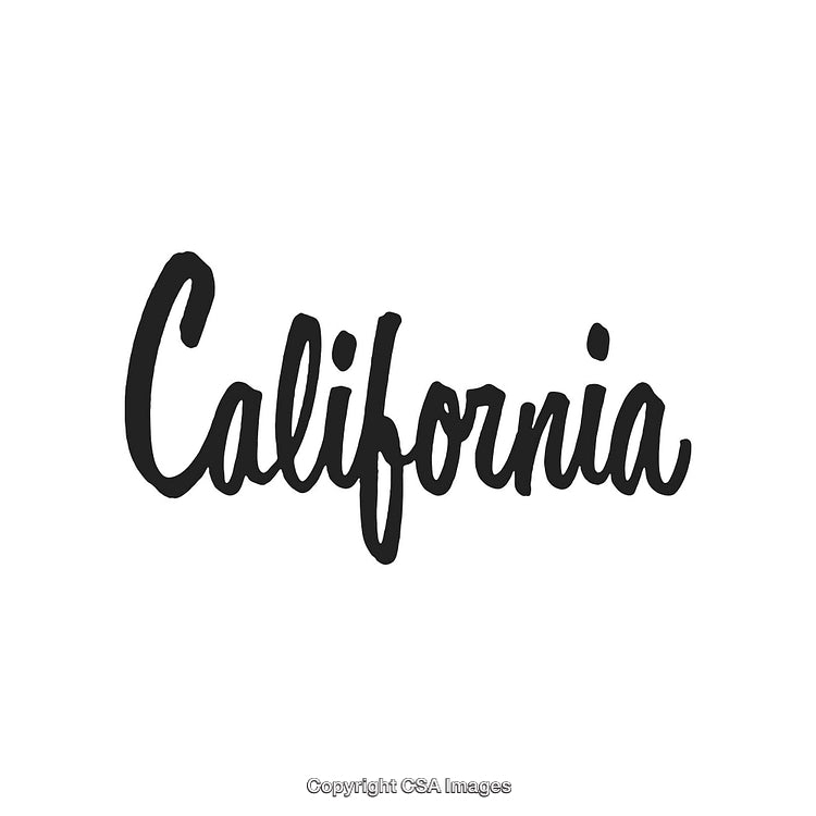 Stylized California Text in Elegant Handwritten Script on White Background
