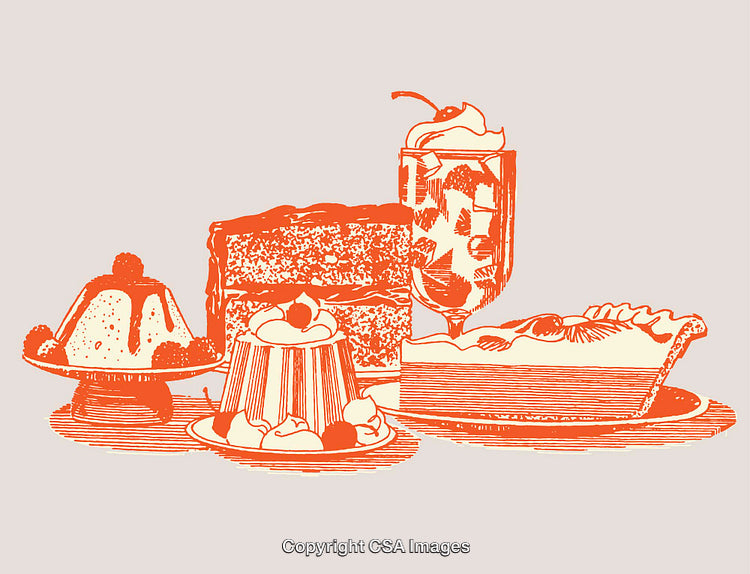 Collection of Delicious Desserts Illustrated in Rustic Line Art Style
