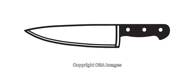 Monochromatic Line Art Illustration of a Chef's Knife with Minimal Details