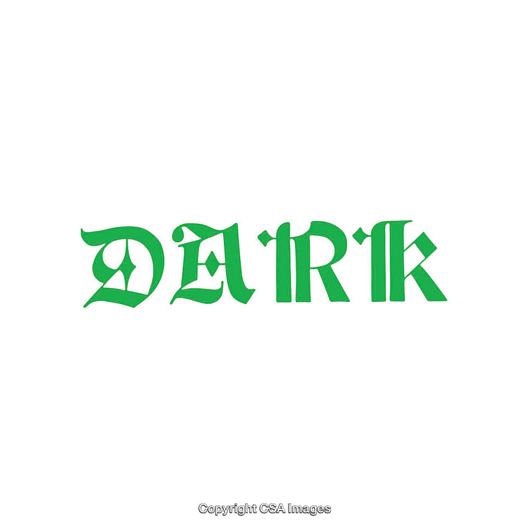 Green Gothic Dark Typography Word on White Background