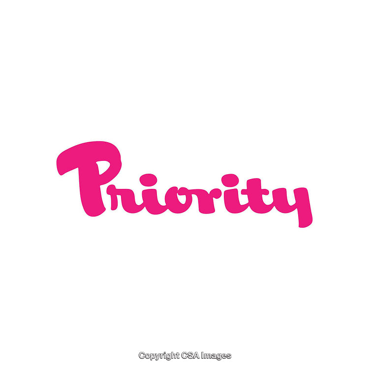 Pink Stylized Priority Text on Minimal White Background