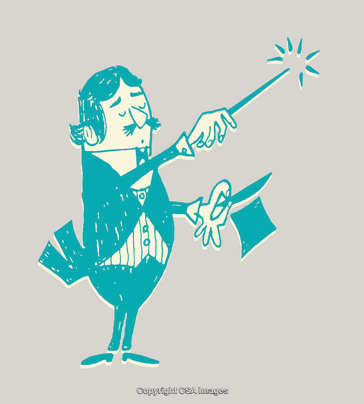 Vintage Styled Illustration of a Magician Performing a Trick