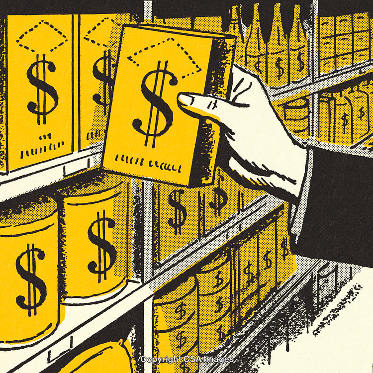 Illustrative Artistic Depiction of Shopping and Financial concepts