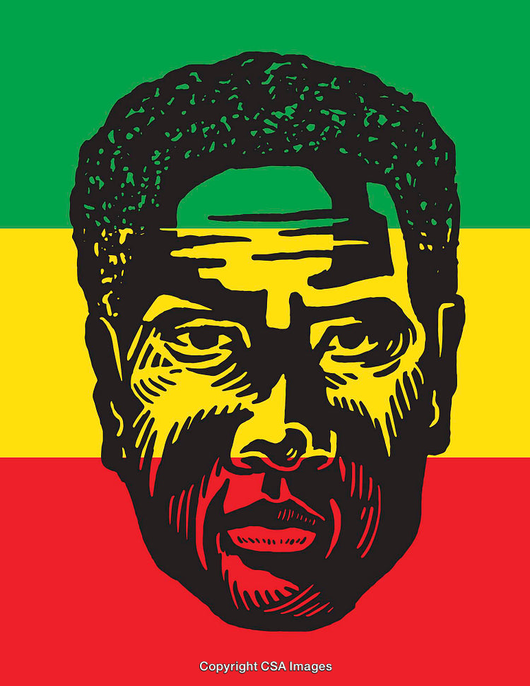 Vibrant Color Illustration of a Face Over Pan-African Colors