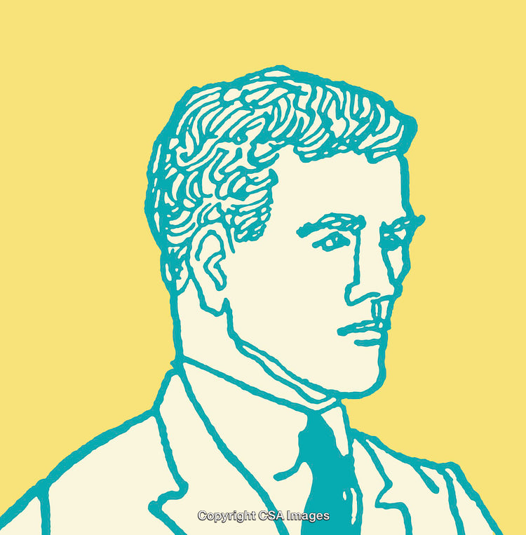 Colorful Line Art Portrait of a Professional Individual on Yellow Background