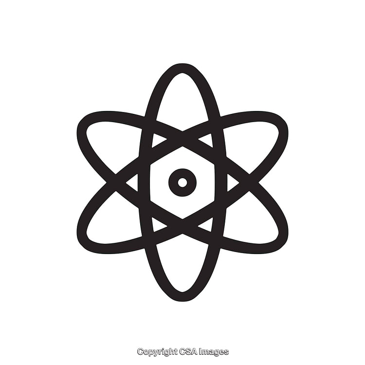 Simple Black and White Atomic Symbol Design Illustration