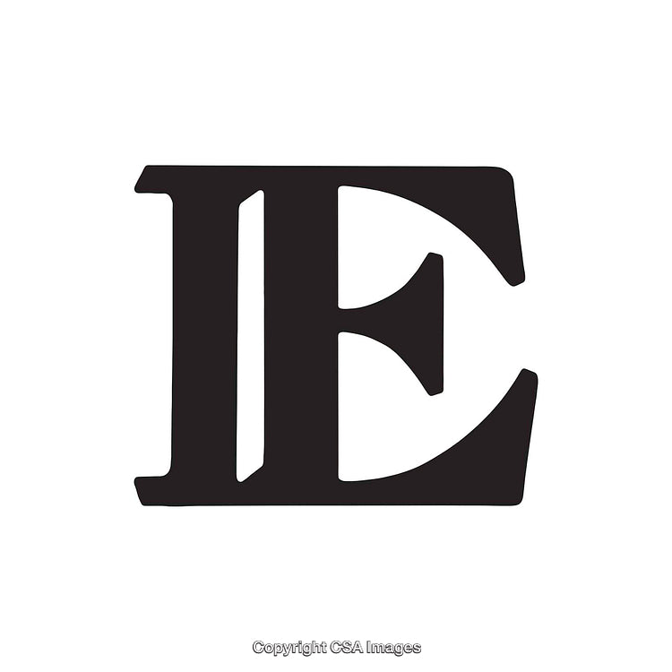 Black Letter E Stylized Design on White Background