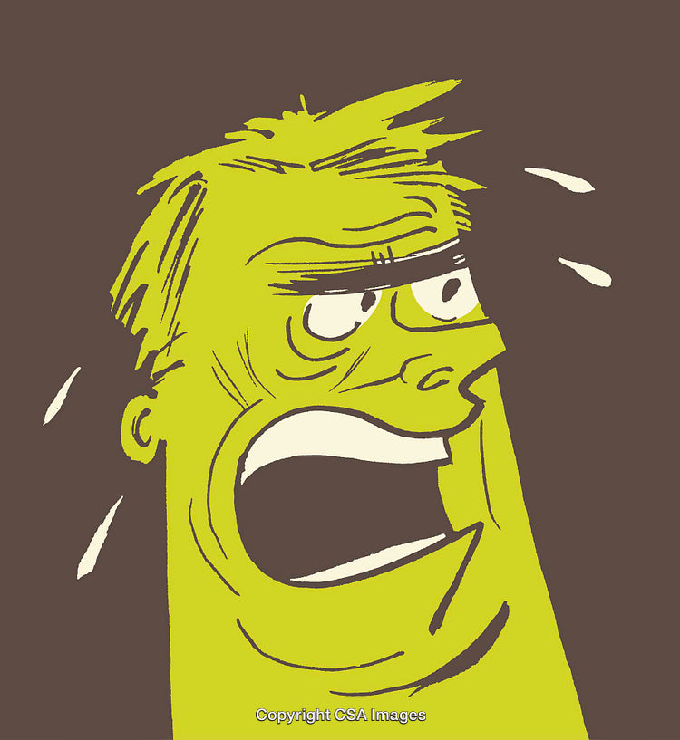 Surprised Man in Green Illustration in a Bold Comic Art Style