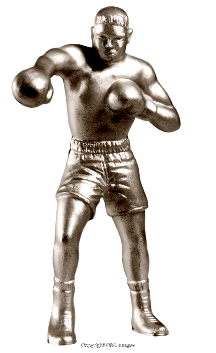 Shining Metallic Boxer Figurine in a Fighting Stance