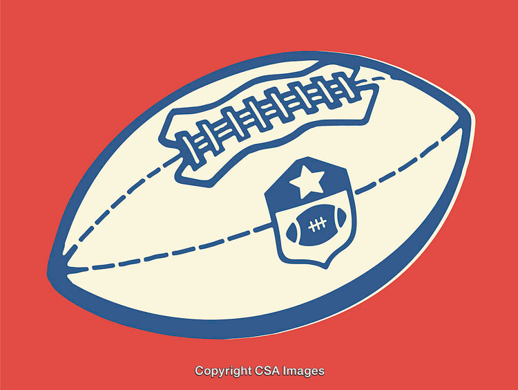Vintage Style Football Illustration on Red Background for Sports Concept