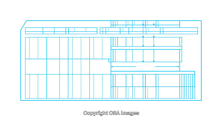 Structural Design Diagram with Precise Blue Drafting Lines