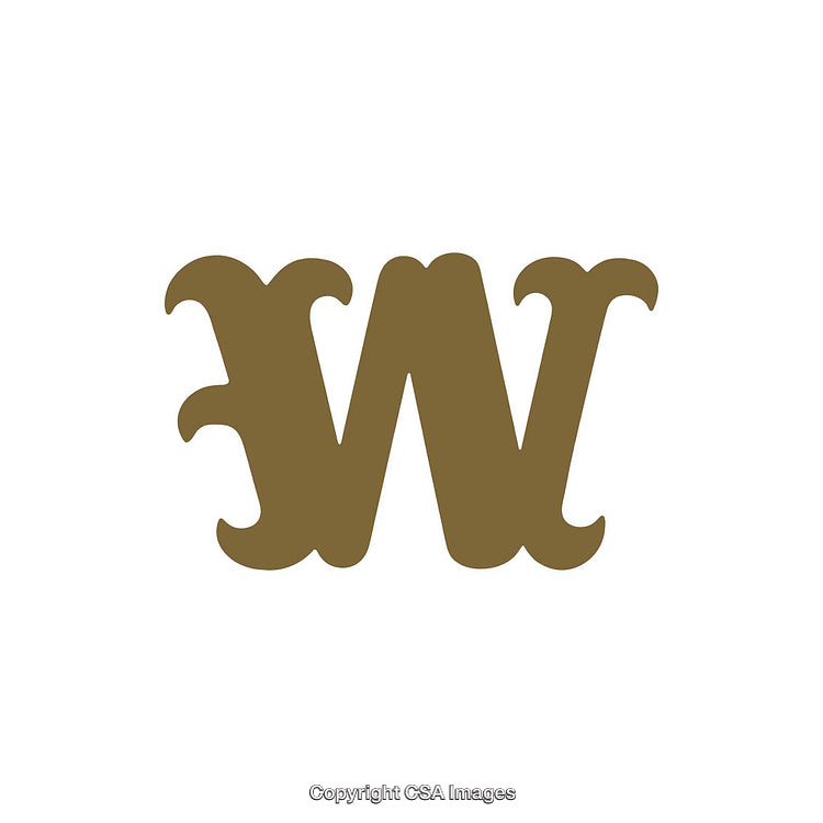 Elegant Stylized Letter W in Golden Brown on White Background